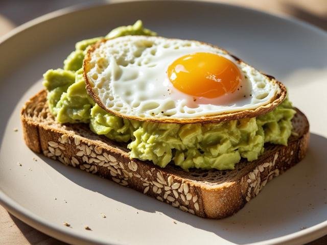 Gesundes Frühstück – Vollkorntoast mit Avocado und Ei