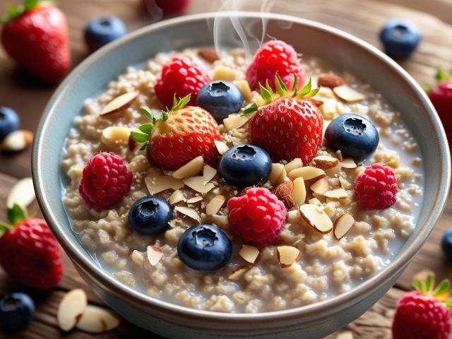 Gesundes Frühstück – Haferflocken auf einem Teller