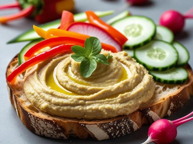 Kichererbsenaufstrich - Hummus mit frischem Gemüse